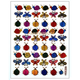 สติ๊กเกอร์ลายการ์ตูนน่ารัก แมลงต่างๆ (Cute Stickers Glitter Insects)