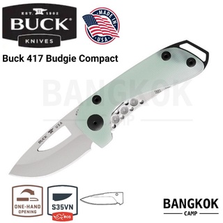 [GENUINE] มีดพับ Buck 417 Budgie Compact Folding Knife 2" S35VN Drop Point Plain Blade, Translucent Green (Jade) G10