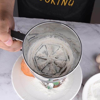Cup Stainless Flour Sifter แก้วสแตนเลสร่อนแป้ง แป้งสแตนเลส ตะแกรง ถ้วยตะแกรงน้ําตาลตาข่ายมือถือตะแกรงเบเกอรี่อุปกรณ์ครัว