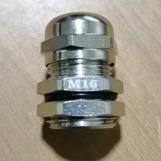 เคเบิ้นแกรนทองเหลืองชุปนิคเกิ้ล-nickel-brass-cable-gland-เกลียว-m16x1-5-ระดับกันฝุ่นกันน้ำ-ip68