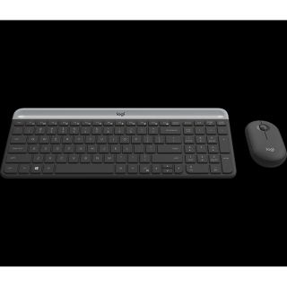 Logitech Slim Combo MK470 ไทยคีย์บอร์ด พร้อมเม้าส์ แบบบาง ปุ่มเงียบ Compact, Quiet Keyboard and Mouse - Black (สีดำ)