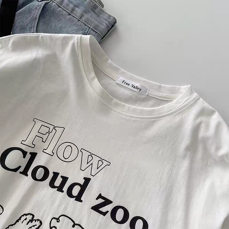 st702-เสื้อยืดสีขาวสกรีน-flow-cloud-zoo