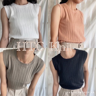 เสื้อแขนกุด knit  คอกลม #KtynHTC ผ้า knit ร่องใหญ่ สวยชัด เนื้อผ้าดีมาก ทอเนื้อแน่น