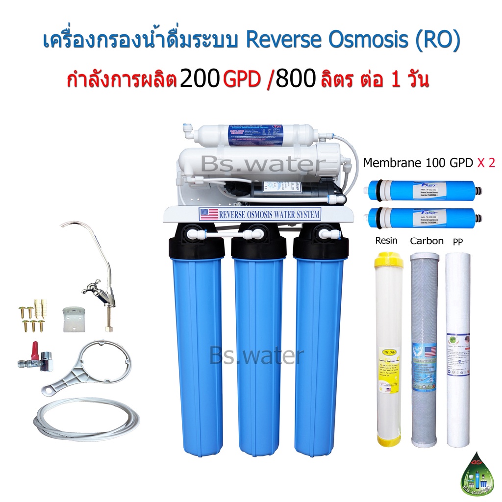 เครื่องกรองน้ำระบบ-reverse-osmosis-กำลังการผลิต-200-gpd-800-ลิตร-ไม่มีถังเก็บน้ำ