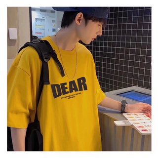 พร้อมส่ง เสื้อยืดคอกลม แขนสั้น พิมพ์ลายตัวอักษร ทรงหลวม สไตล์เกาหลี ฤดูร้อน 7 สี สําหรับผู้ชาย [M-3XL]