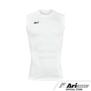 ARI COMPACT FIT SLEEVELESS - WHITE/BLACK เสื้อรัดกล้ามเนื้อ อาริ คอมแพค ฟิต แขนกุด สีขาว