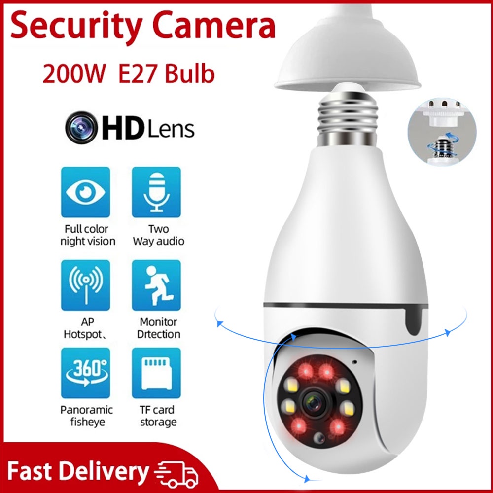 ภาพสินค้ากล้องวงจรปิด 1080p HD Bulb Camera E27 Night Vision กันน้ํากล้องกลางแจ้ง Wifi IP Security 360 กล้องพาโนรามา หมุนได้ ตรวจสอบระยะไกล สําหรับโทรศัพท์มือถือ จากร้าน technologcity.th บน Shopee ภาพที่ 2