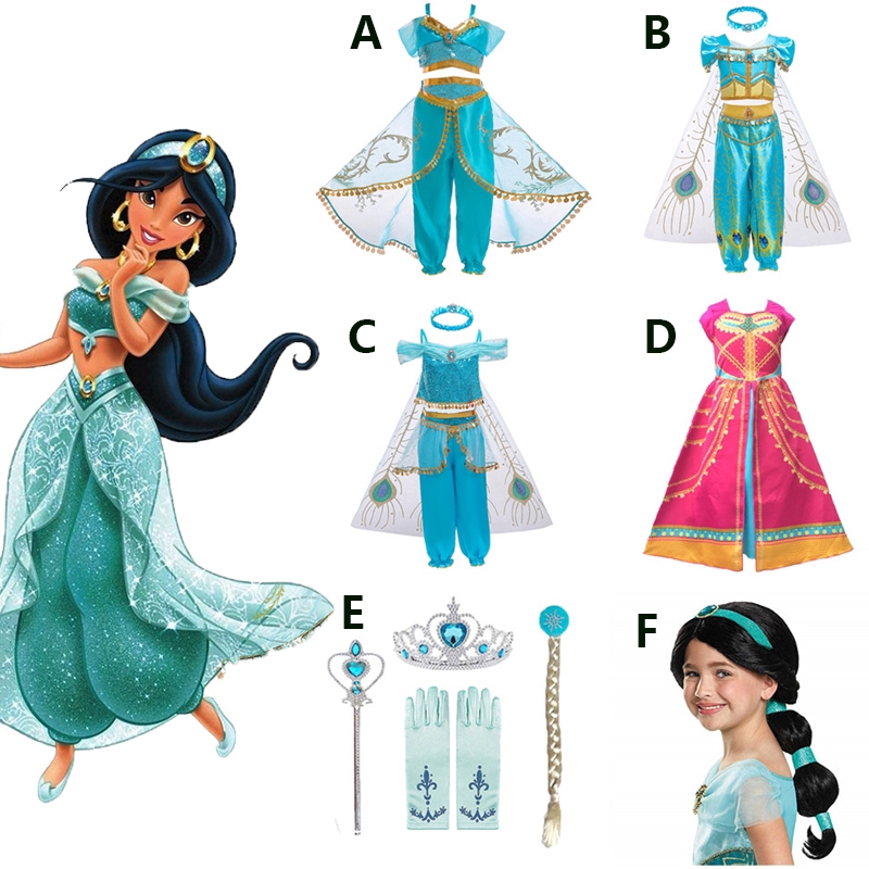 Aladdin's Lamp Princess Jasmine Dress Cosplay Christmas Halloween Costume  Party Girls Fancy Outfit | Shopee Thailand