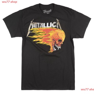 wu77 shop 2022 เสื้อยืดลายกราฟฟิก Metallica Pushead Flame mens tshirt