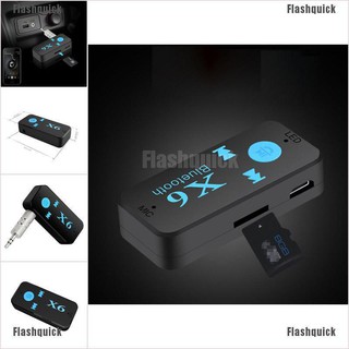 Flashquick X 6 Wireless Bluetooth Receiver 3.5 mm Jack AUX Audio Stereo Music MIC อะแดปเตอร์สำหรับรถยนต์