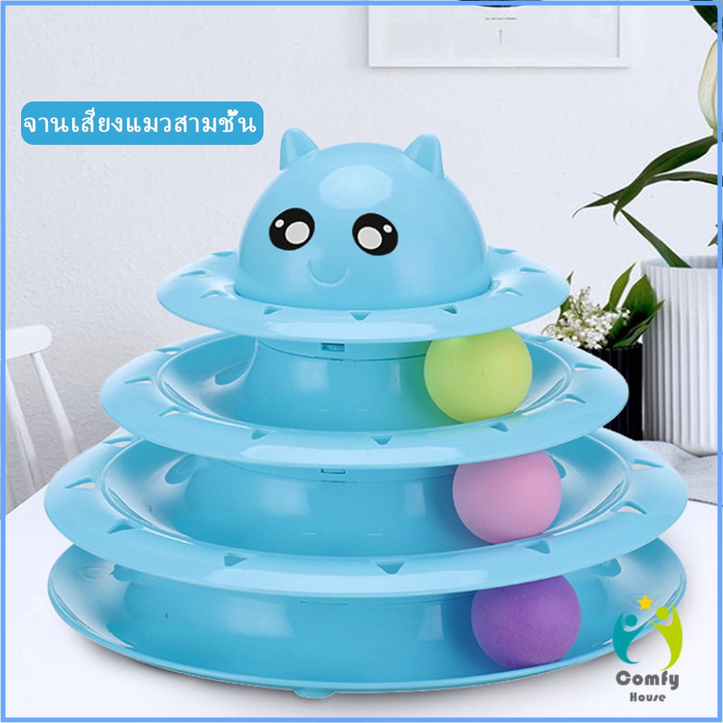 comfy-รางบอล-ตาโต-ของเล่นแมวทรงโดม-รางบอล-4-ชั้น-cat-play-plate