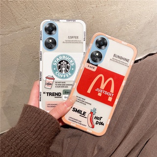 เคสโทรศัพท์มือถือแบบนิ่ม ใส กันกระแทก ลายภาพประกอบ McDonalds Starbucks สําหรับ OPPO A98 5G 2023 OppoA98