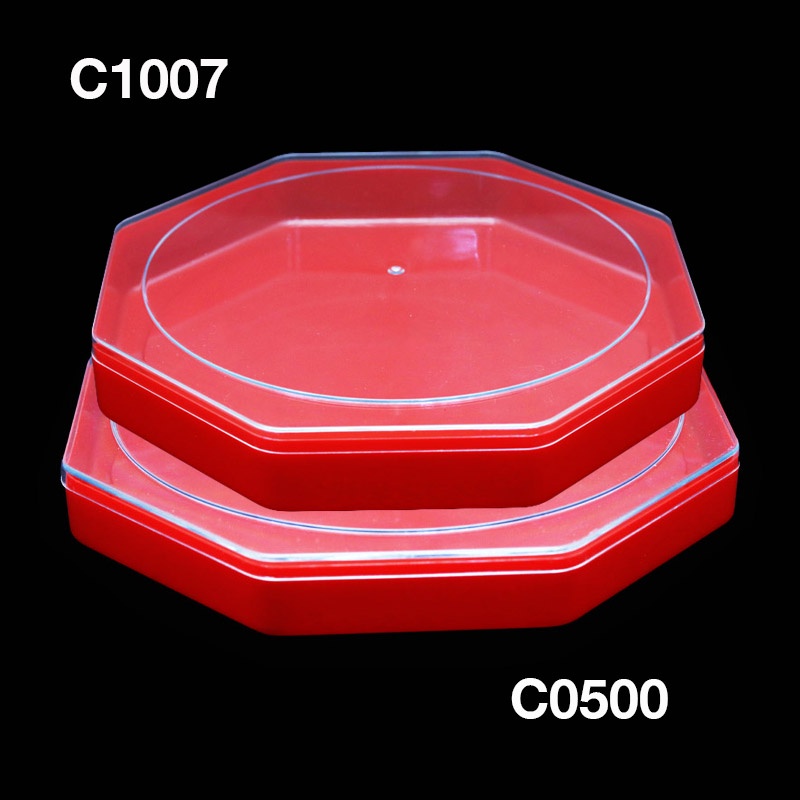 ยกลัง-กล่องพลาสติก-สีแดง-ฝาใส-12ชิ้น-c1007-ตรา-cvppack