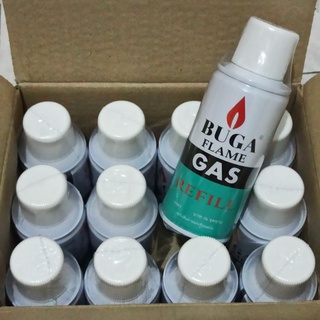 แก๊สกระป๋องเติมไฟแช็ค บูก้า BUGA GAS REFILL  ยกลัง 1 โหล / 12 กระป๋อง  ขนาดกลาง 130 กรัม