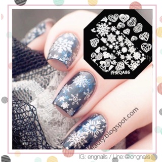 แผ่นปั๊มลายเล็บ - ลาย snowflake หิมะหัวใจ opi orly zoya essie