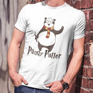 เสื้อยืด แฟชั่น ชาย/หญิง BearOgraphY PANDY Potter Unisex Graphic T Shirt 100% Cotton เสื้อยืดสกรีน ลายหมีแพนด้า สีขาว
