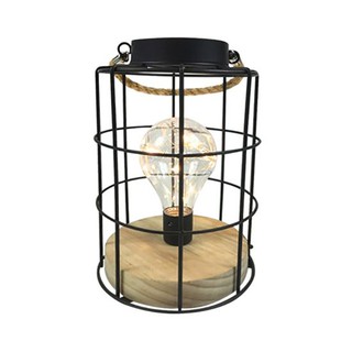 KASSA HOME โคมไฟตั้งโต๊ะ LED WIRE LANTERN รุ่น 195738 ขนาด 14.5 x 14.5 x 21.5 ซม. สีดำ ตะเกียง โคมไฟ