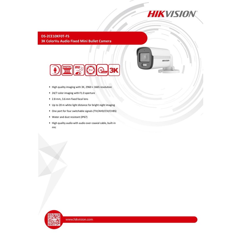 hikvision-กล้องวงจรปิด-ความละเอียด-5-ล้านพิกเซล-รุ่น-ds-2ce10kf0t-fs-มีไมค์-ภาพสี-24-ชม