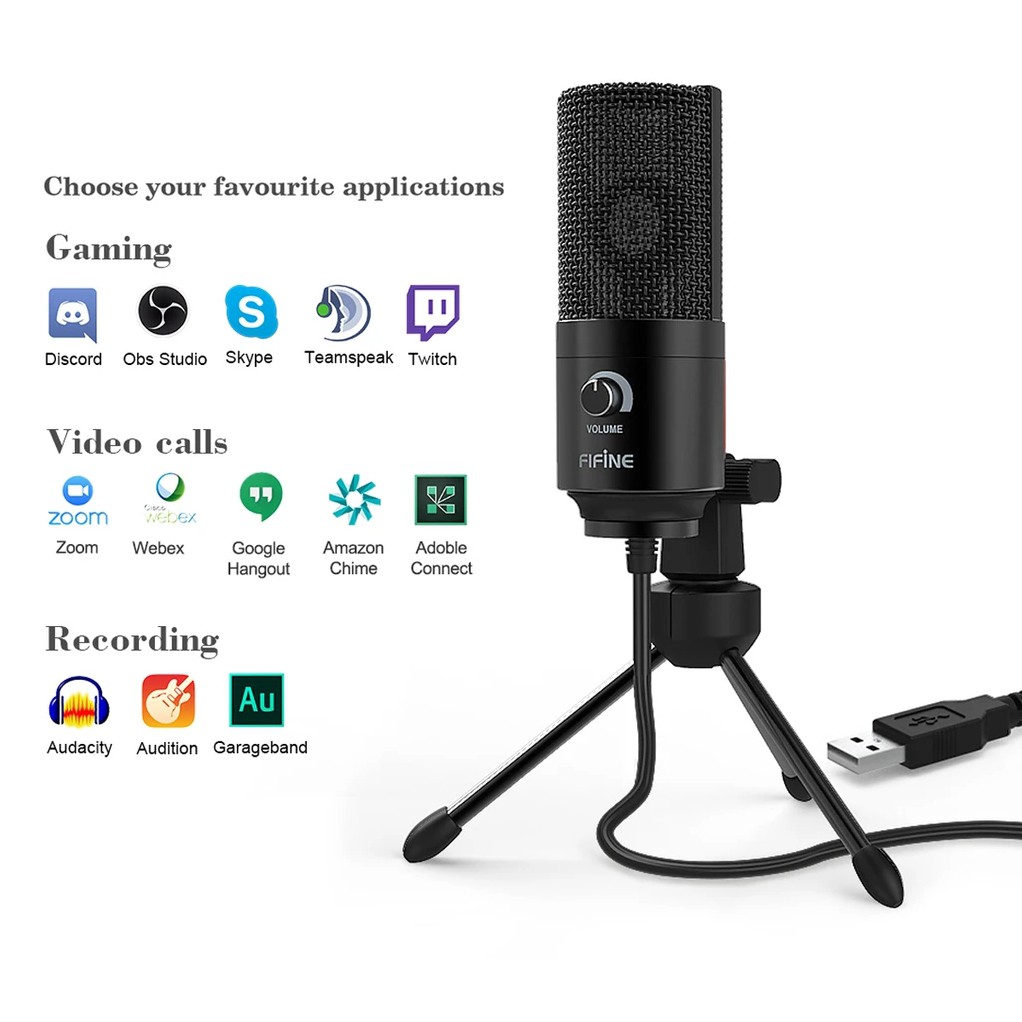 MICROPHONE (ไมโครโฟน) FIFINE K669B USB MICROPHONE WITH VOLUME DIAL FOR ...