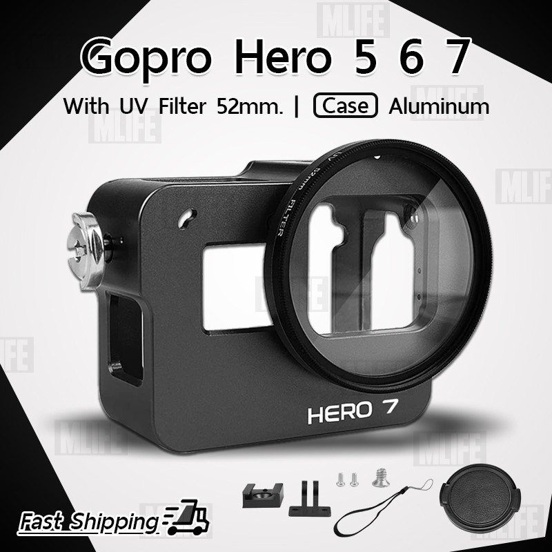 mlife-กรอบ-อลูมิเนียม-gopro-hero-7-black-2018-6-5-กันกระแทก-เคส-อุปกรณ์เสริมกล้อง-hard-case-aluminum-case-skeleton