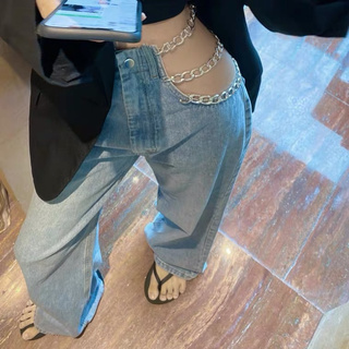 ETi‘chic กางเกงยีนส์ขายาวกางเกงยีนส์เอวสูงเซ็กซี่กางเกงยีนส์ขากระบอกกางเกงแขนยาวผู้หญิง สไตล์เกาหลี ยีนวินเทจ 95#