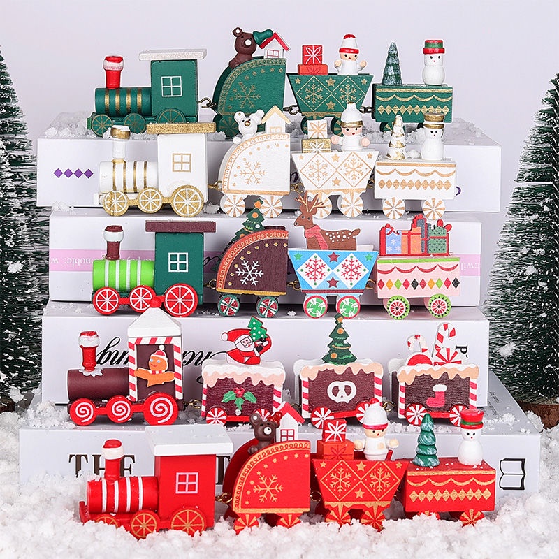 ภาพหน้าปกสินค้ารถไฟไม้ ของขวัญคริสต์มาส สําหรับเด็กนักเรียนอนุบาล 10-15 วัน