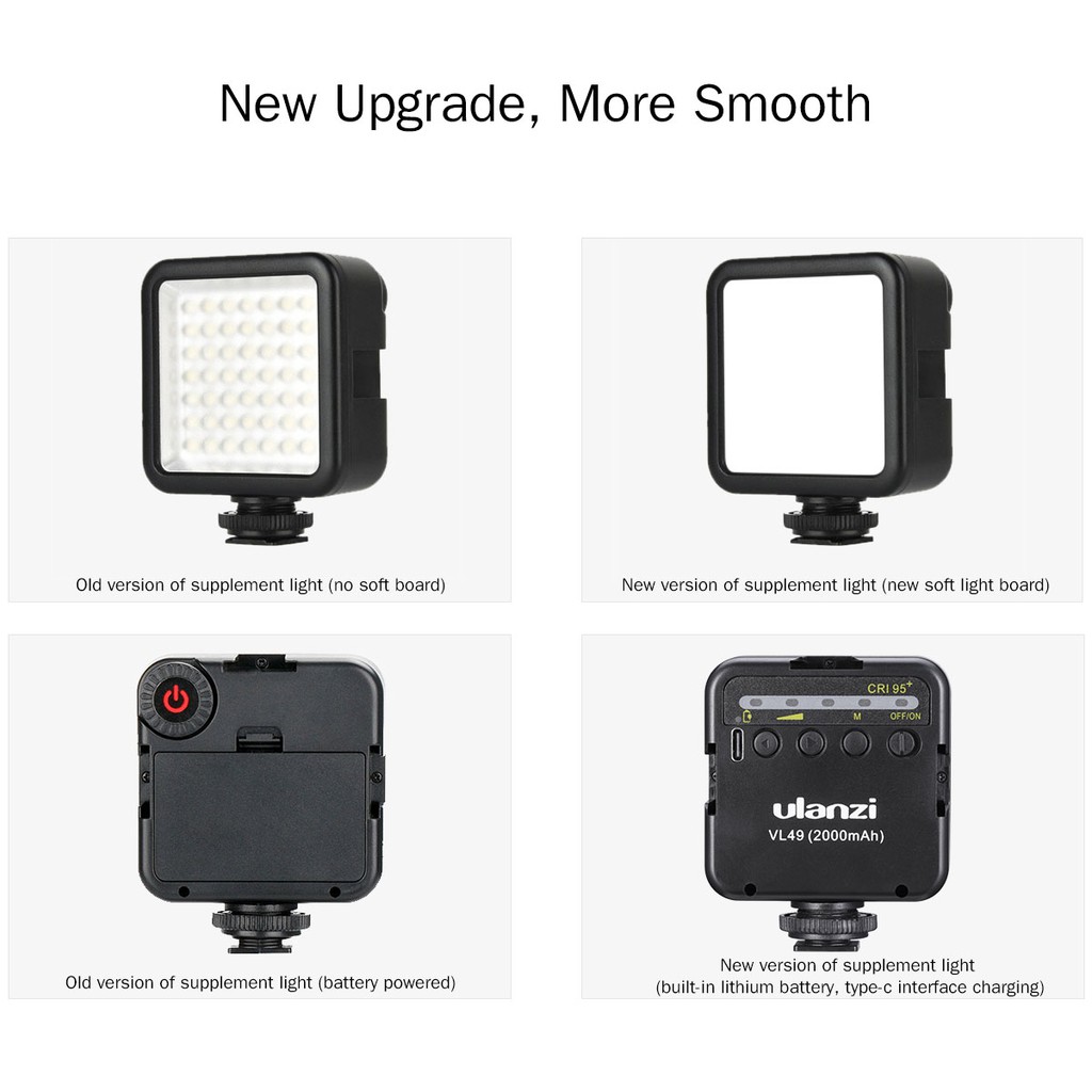 ประกันศูนย์-ulanzi-vl49-รุ่นใหม่-mini-led-video-light-built-in-battery-ไฟ-led-ขนาดพกพา-แบตเตอรี่ในตัว-ขาร์จได้