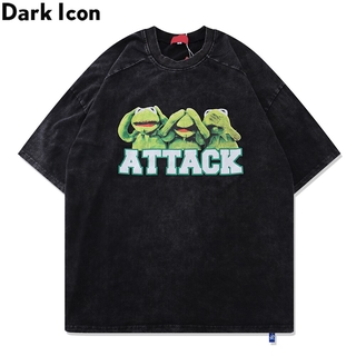 【ใหม่】【hot sale】Dark Icon Frog Attack Oversize Mens T-shirt Short Sleeve Summer Short Sleeved Tshirts for Man Streetwea