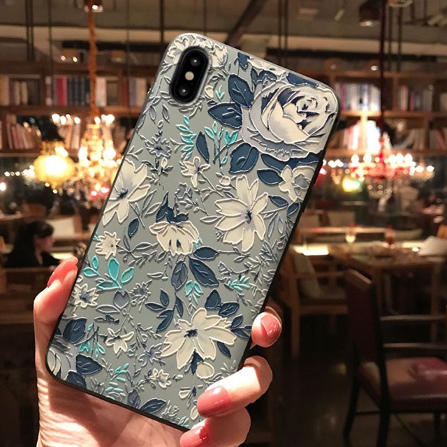 เคสโทรศัพท์-ลายภาพวาดดอกไม้-ลายแกะสลัก