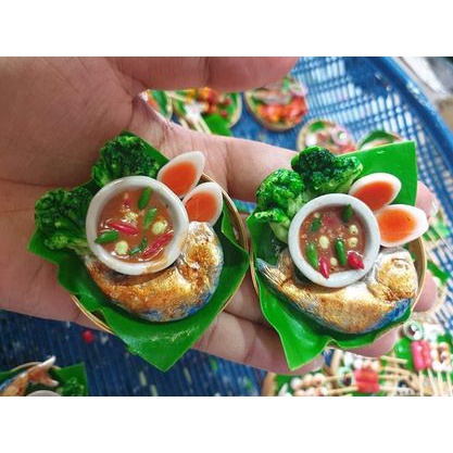 อาหารจิ๋ว-งานปั้นจิ๋ว-ชุดผักน้ำพริกปลาทู