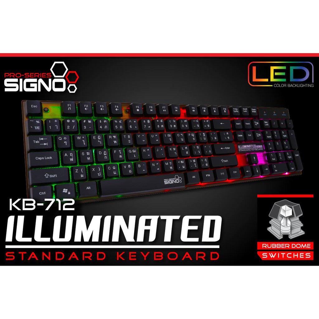 SIGNO Illuminated Standard Keyboard รุ่น KB712 (Black) Shopee Thailand