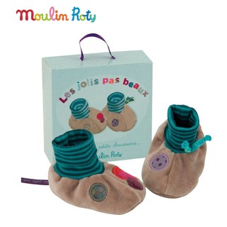 Moulin Roty ถุงเท้า รองเท้า เด็กอ่อน 0-9 เดือน ถุงเท้าเด็กแรกเกิด ถุงเท้าทารก Les Jolis MR-629011 สีน้ำตาล