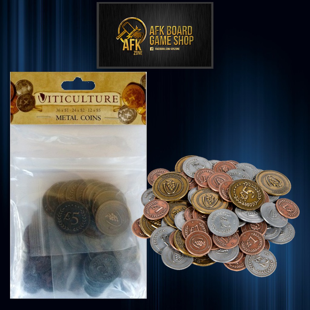 Viticulture 72 Metal Lira Coins for the Board Game
