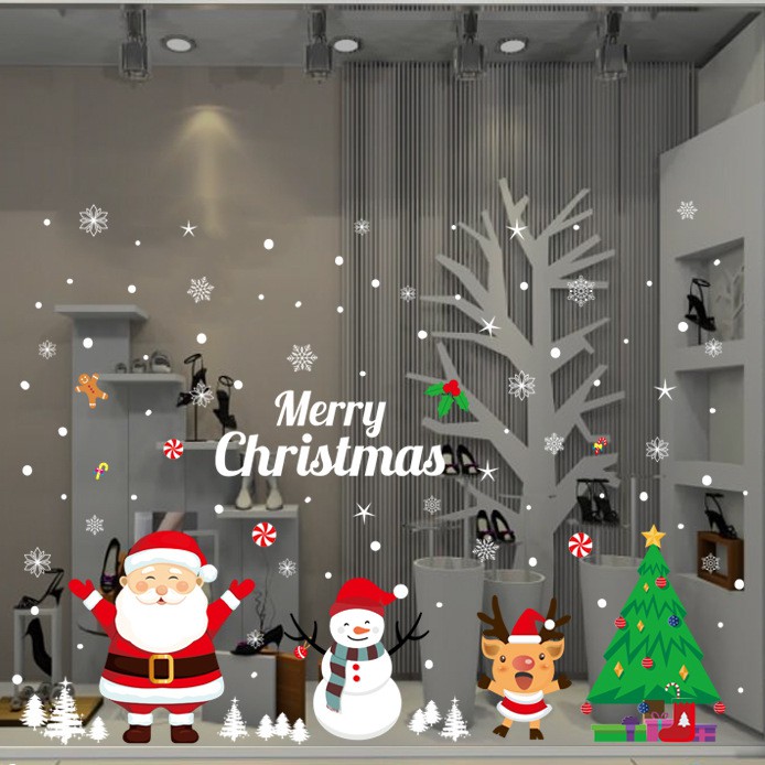 wuxiang-สติกเกอร์ติดผนัง-หน้าต่าง-ลายการ์ตูน-merry-christmas