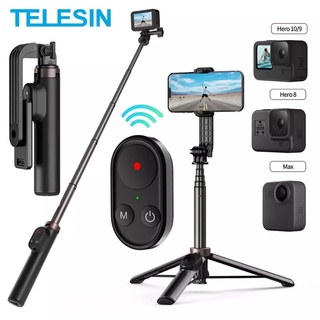 ภาพหน้าปกสินค้าTELESIN Wireless Bluetooth Remote Control Selfie Stick Tripod สำหรับ GoPro Hero 11 10 9 8 Max mobile Phone ที่เกี่ยวข้อง