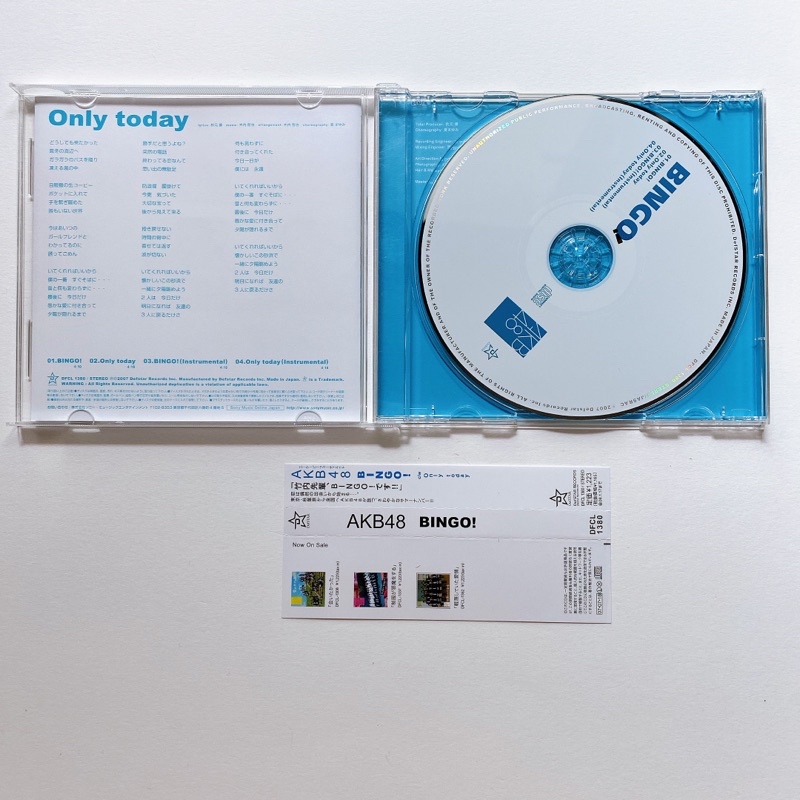 akb48-cd-only-4th-single-bingo-rare-tem-แผ่นแกะแล้ว-มีโอบิ-มีเพลง-only-today-ด้วยนะคะ