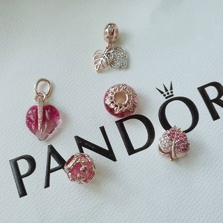 Pandora จี้เงิน S925 รูปใบไม้ สีชมพู ของขวัญวันเกิด สําหรับครอบครัว p825