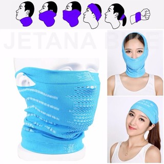 Jetana Bike หน้ากากมอเตอร์ไซค์ จักรยาน หน้ากาก กันแดด กันฝุ่นละออง 99.7% เนื้อผ้าบางเบา เกี่ยวหู (Free size) สีฟ้า