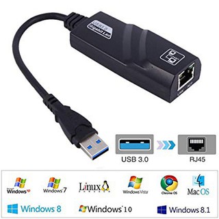 USB 3.0 to RJ45 Gigabit Ethernet Lan 10/100Mbps แปลง USB3.0 เป็นสายแลน ไดรเวอร์ในตัว Network Adapter For PC