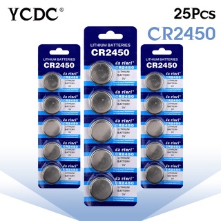 25PCS YCDC CR2450 DL2450 CR 2450 Cheap Sale+Dropshipping LONG LASTING Watch Button CoCell Lithium 3V Battery China Brand