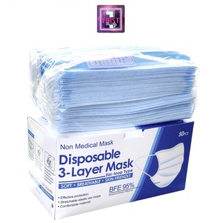 หน้ากากอนามัยแมส 3 ชั้น คละสี Disposable 3 layer Mask