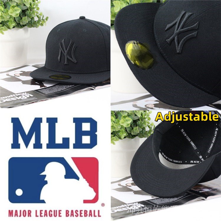 newera-mlb-หมวกเบสบอลแฟชั่น-ปรับขนาดได้-สีดํา-สไตล์ฮิปฮอป-h72b