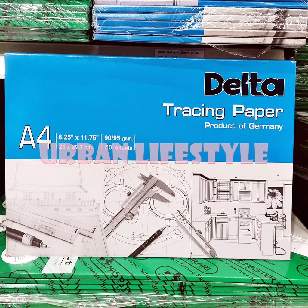 delta-เดลต้า-กระดาษไข-กระดาษไขเขียนแบบ-กระดาษไขร่างแบบ-ไม่มีกรอบ-ขนาด-a4-a3-tracing-paper-90-95-แกรม-กล่องละ-50-แผ่น