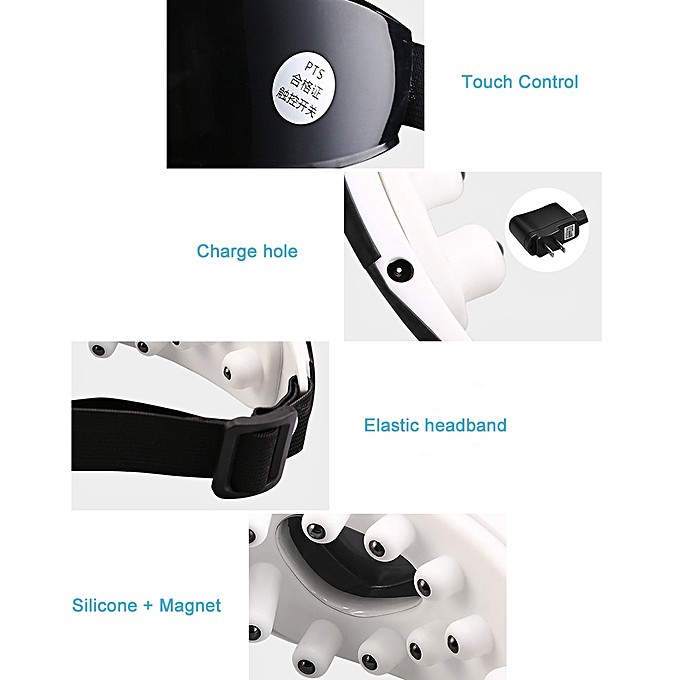 แว่นนวดตา-เครื่องนวดตา-ผ่อนคลายกล้ามเนื้อบริเวณตา-มี-นวดด้วยแรงดัน-การนวดด้วยแม่เหล็ก-แบบชาร์จไฟได้-สีดำ