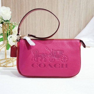 🎀 (สด-ผ่อน) คล้องมือ 1S สีชมพู COACH C5579 NOLITA 19 WITH HORSE AND CARRIAGE C4653