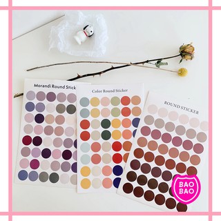 BAOBAOBABYSHOP - มากกว่า 10 แบบ สติ๊กเกอร์วงกลม  Round sticker สี earthtone โทนม่วง สติ๊กเกอร์สี พร้อมส่งในไทย ไม่รอนาน