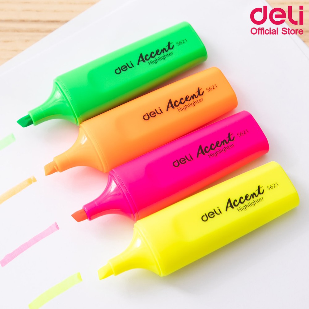 deli-s622-highlighter-ปากกาเน้นข้อความ-หัวตัดขนาด-1-5mm-สีหมึกเรืองแสงสดใส-แพ็ค-4-แท่ง-4-สี-ไฮไลท์-อุปกรณ์เครื่องเขียน