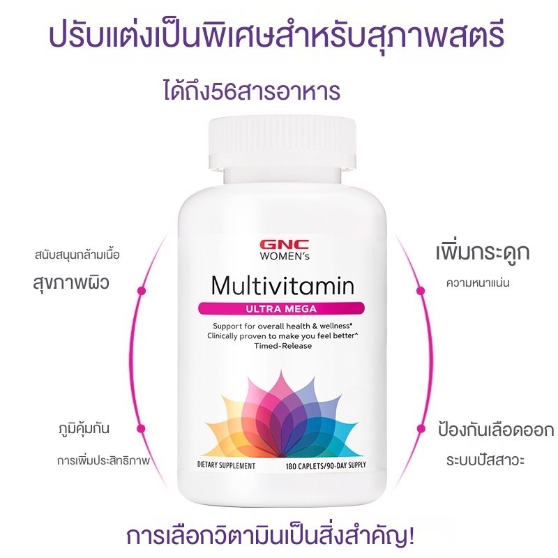 ภาพสินค้าพร้อมส่ง GNC Womens Ultra Mega Active วิตามินรวมสำหรับผู้หญิง 1 กระปุก 90เม็ด จากร้าน habibi_shop197 บน Shopee ภาพที่ 3