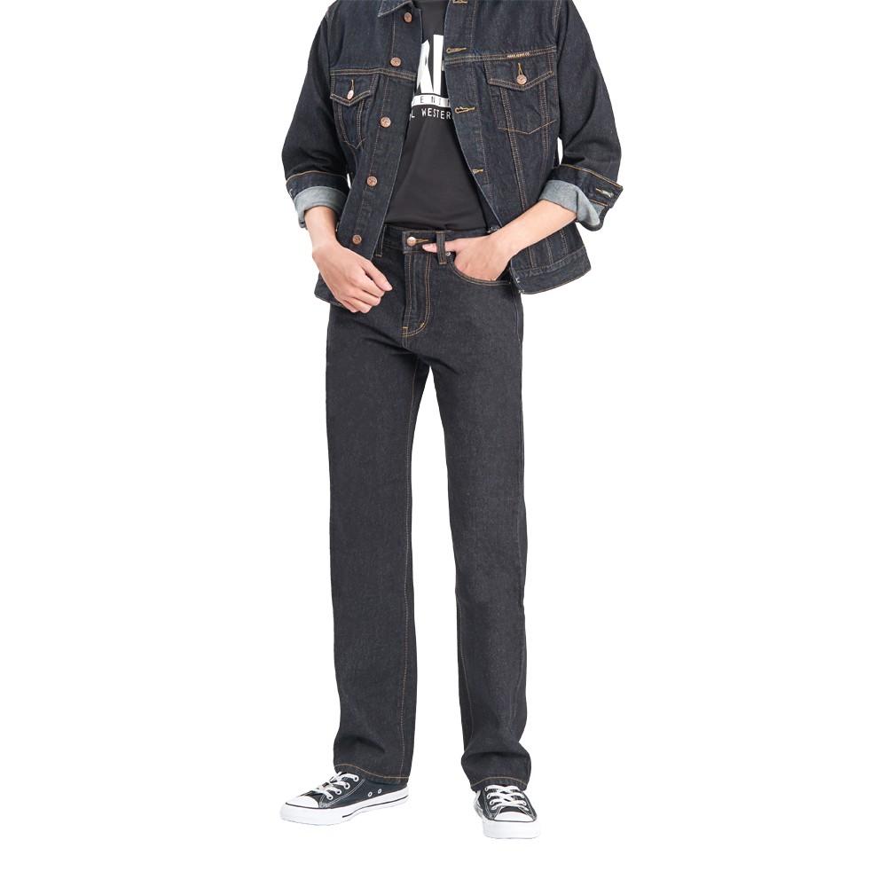 ภาพหน้าปกสินค้าHara กางเกงยีนส์ Original Straight Fit สีดำ ปักด้ายทอง (เลือกไซส์ได้) G03026 จากร้าน hara_officialshop บน Shopee