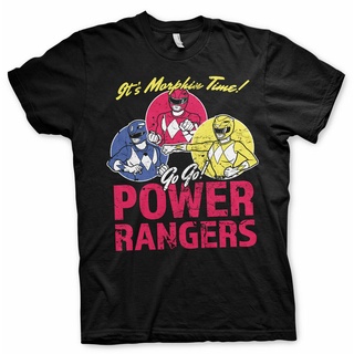 เสื้อยืดผ้าฝ้ายพิมพ์ลายขายดี เสื้อยืด พิมพ์ลาย Mighty Morphin Power Rangers Its Morphin Time สีดํา สําหรับผู้ชาย